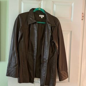 Modern look brown, leather jacket